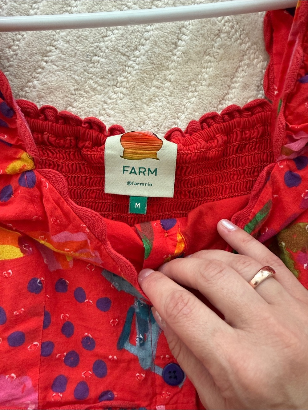 FARM Rio Red Tropical Print Puff-Sleeve Maxi Dress - Picture 3 of 5